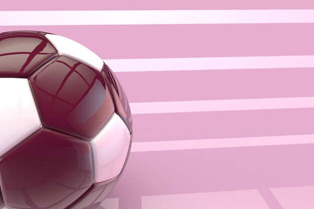 3D glanzende klassieke voetbal in paarse en witte kleuren