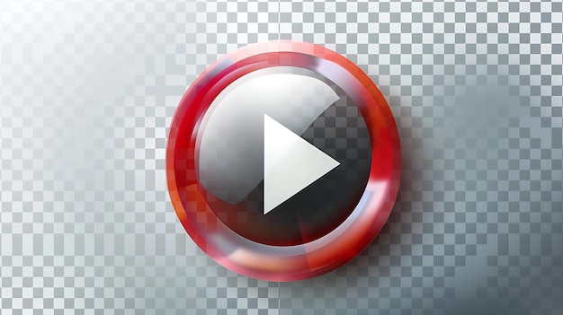 Foto 3d glanzende rode knop met speel symbool vector illustratie