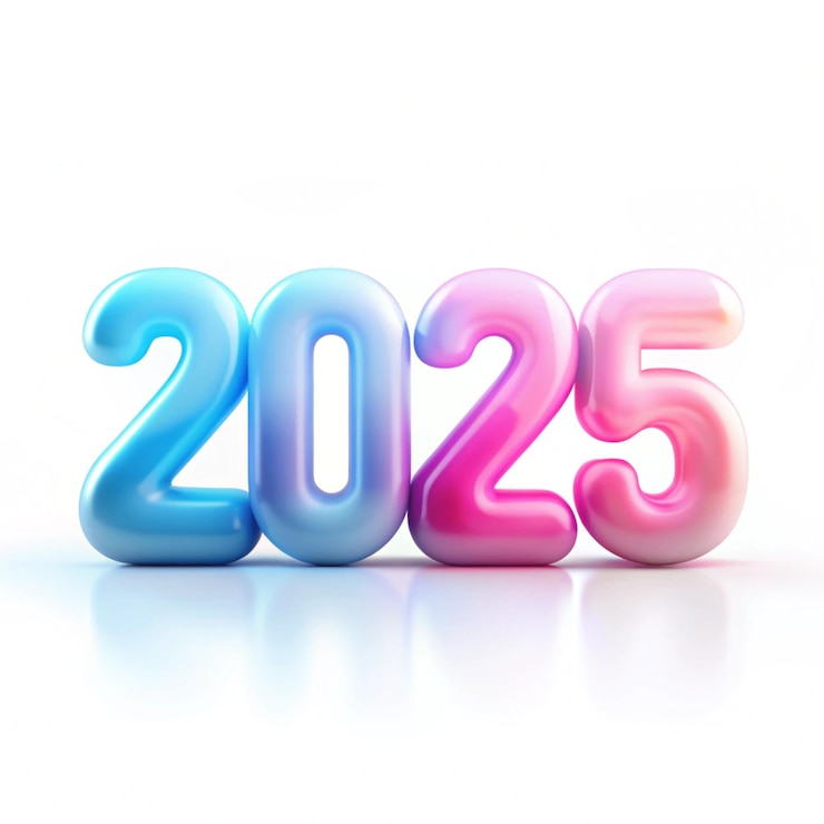 Foto 3d glass made gelukkig nieuwjaar 2025