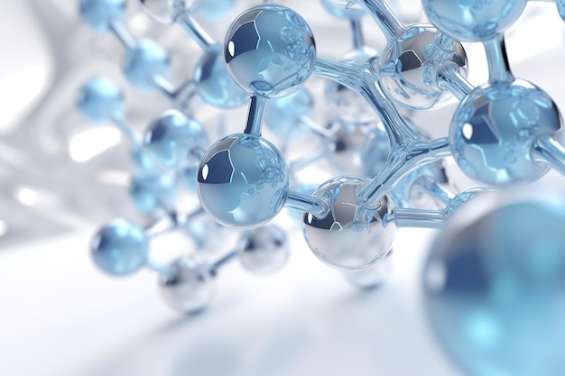 3d glass molecule or atoms on light background