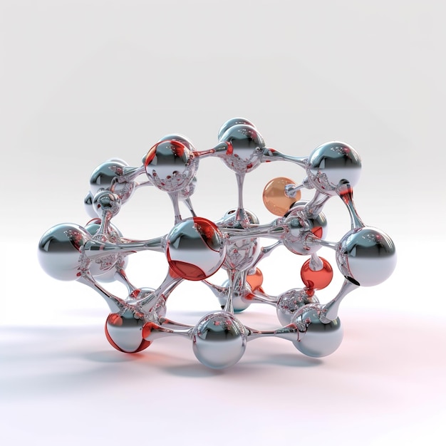 Photo 3d glass molecule or atoms on light background