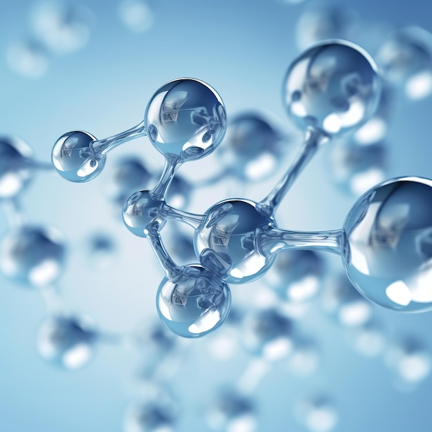 3d glass molecule or atoms on light background