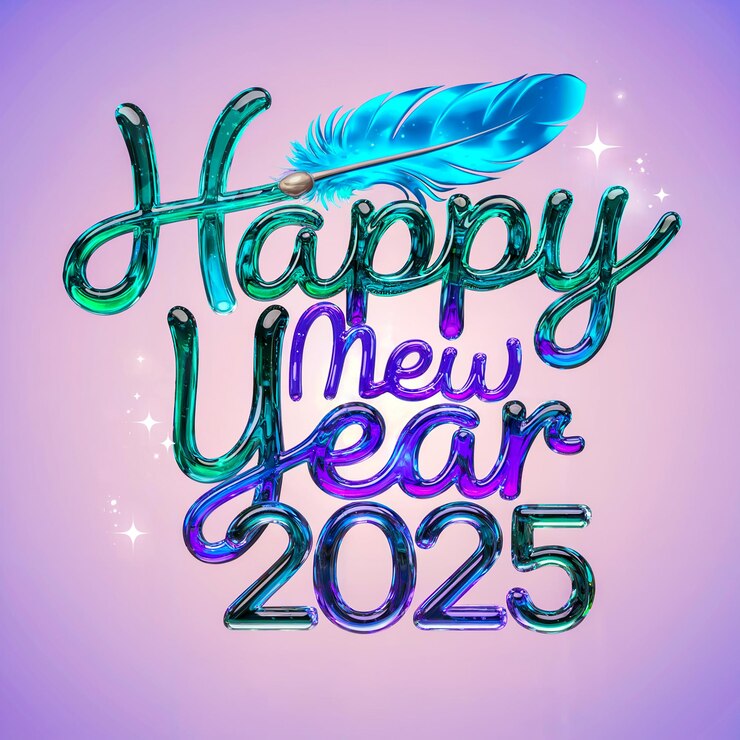 Photo a 3d glass render of the texthappy new year