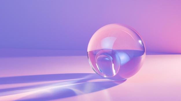 3d glass sphere crystal ball on ethereal light pastel purple background