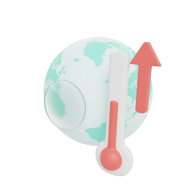 3D Global Warming Illustration With Transparent Background