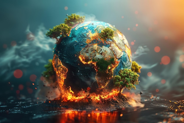 3D globe design showcasing the dynamic climate changes a visual representation of our changing world