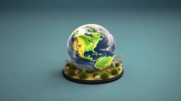 3d globe illustration on flat background