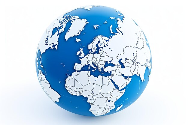 3D-globe kaart geïsoleerd op witte achtergrond