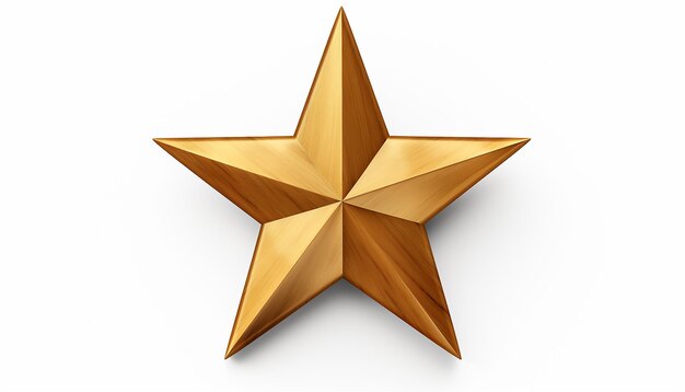 AIによって生成された白い背景に分離された3D Glossy Gold Star