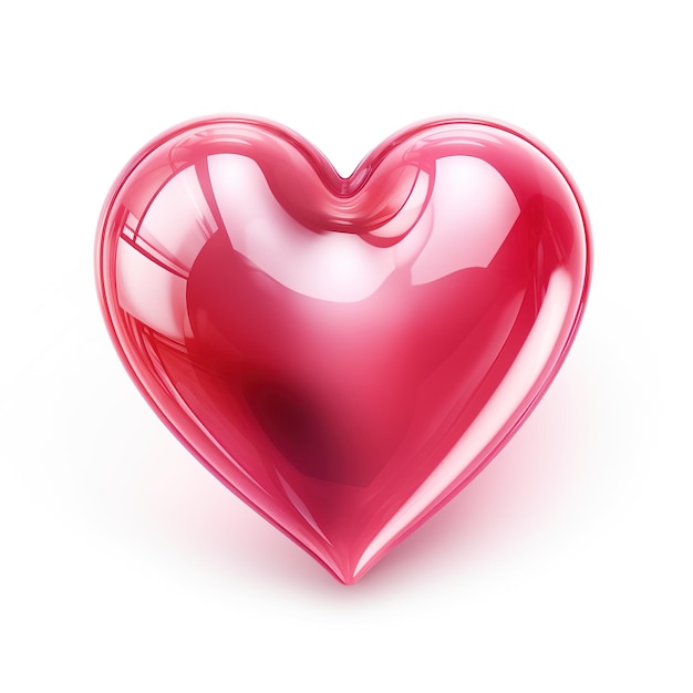 3D glossy illustration of Heart on white background with backdrop Generative Ai