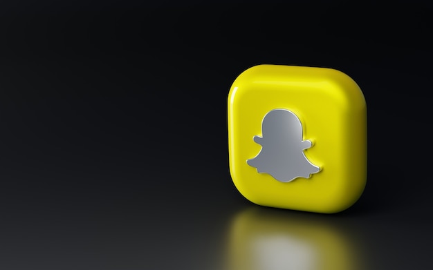 写真 3d光沢のあるメタリックsnapchatロゴ