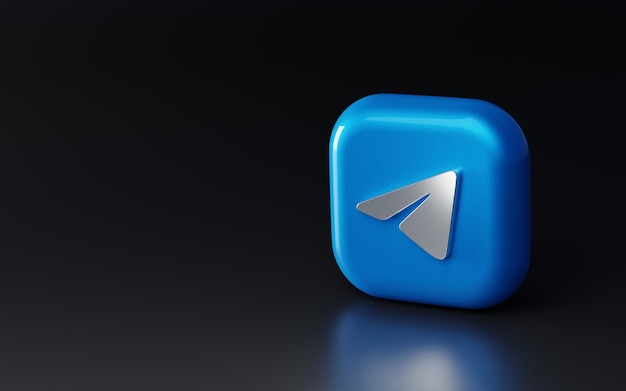 3d glossy metalic telegram logo 