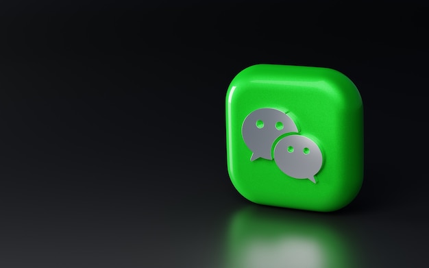 3d glossy metalic wechat logo 