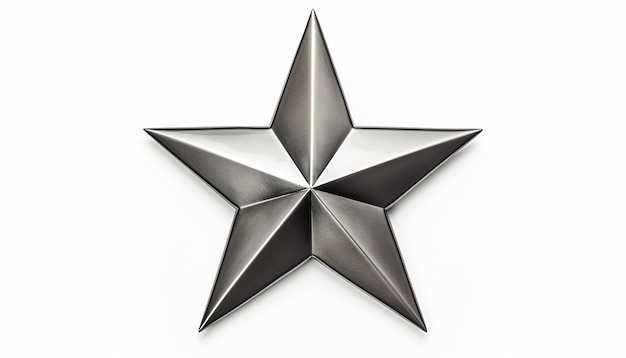 Photo 3d glossy silver star isolated on white background generated by ai