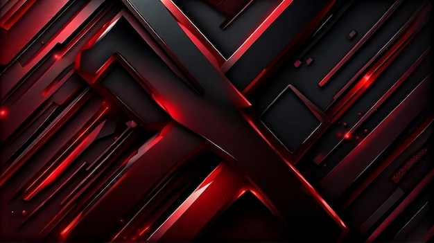 Фото 3d светящийся красный техно абстрактный фон с декорацией эффекта x на темном пространстве