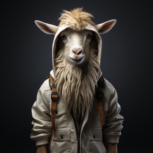 Photo 3d goat wearing clothes