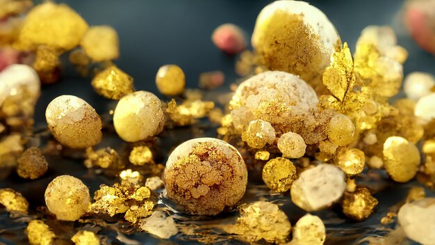 3 d ゴールドの背景、壮大な輝くゴールド固体液体抽象