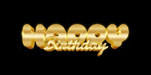 3D Gold Happy Birthday Lettering Happy Birthday Text geïsoleerd op witte achtergrond