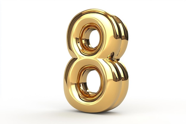 3d gold number 08 isolated on white background