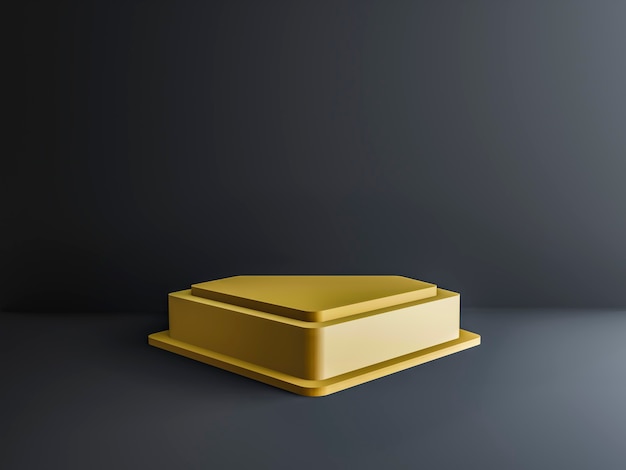 3d gold podium geometric black background