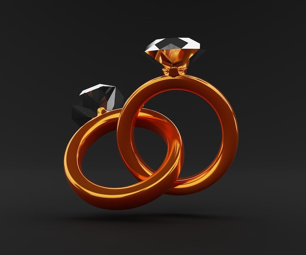 3D gold rings rendered