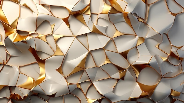 3D gold and white geometric texture