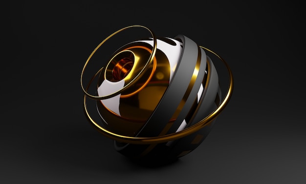 3d golden abstract ball