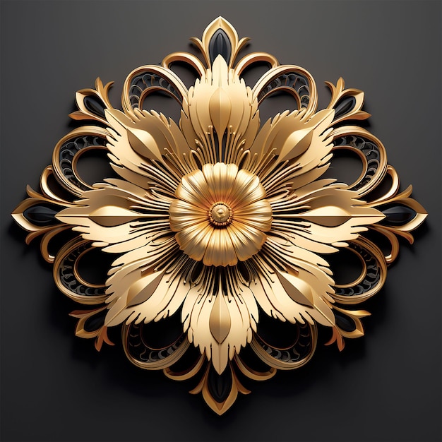 3D Golden art decor element in black and gold colour