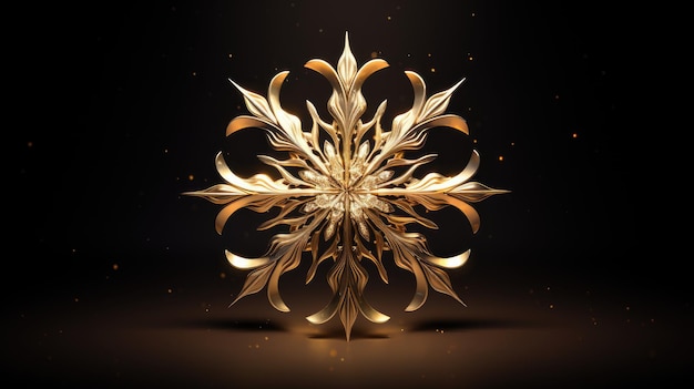 3D Golden Chrome Snowflake Add a touch of elegance to your holiday designs with a realistic 3D golden chrome snowflake