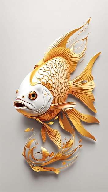 3d golden color fish