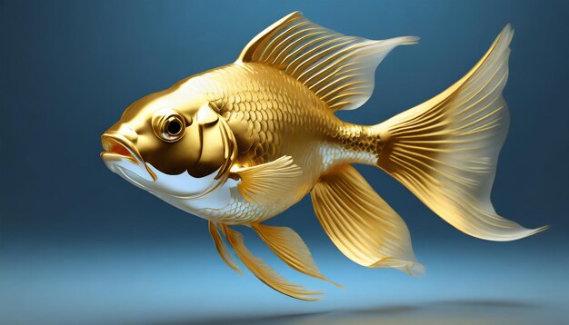 Photo 3d golden fish in studio