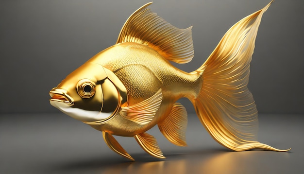 3d golden fish in studio