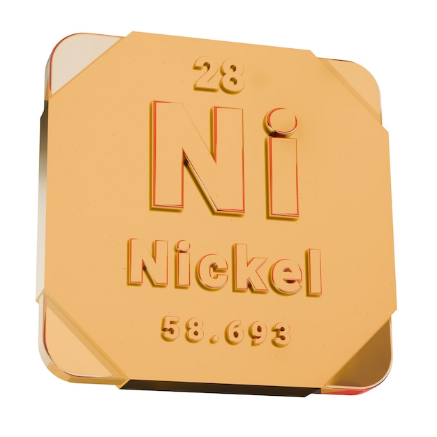 3d golden icon nickel ni element from periodic table