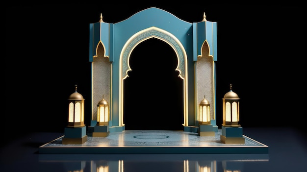 3d golden Islamic background