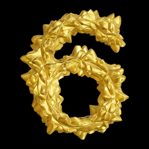 3d golden number 6 in for math and education concept