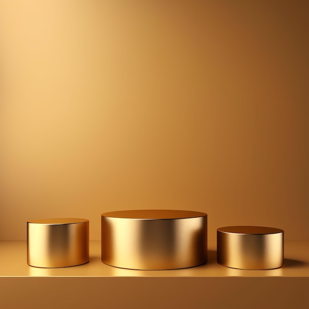 3d golden podium with background