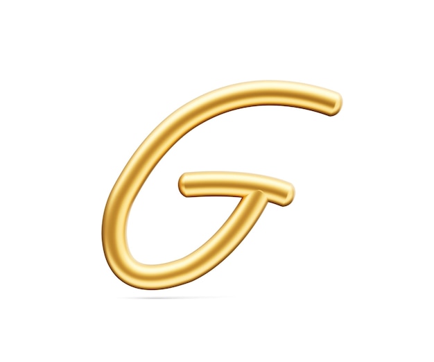 3d Golden Shiny Capital Letter G Alphabet G Rounded Inflatable Font White Background 3d Illustration