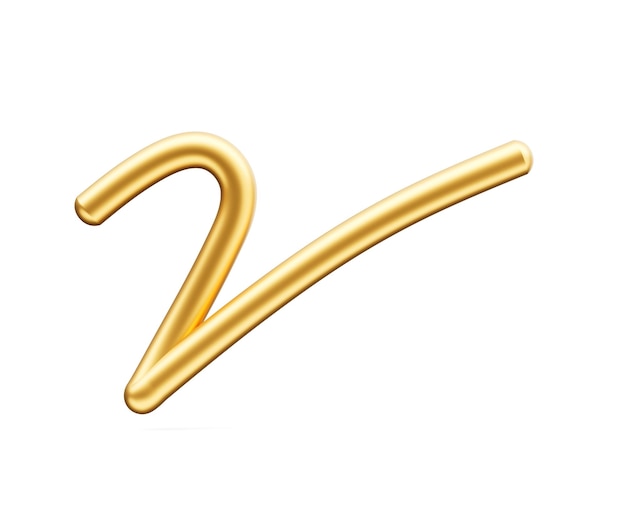 Foto 3d lettera maiuscola dorata lucida v alfabeto v arrotondato carattere gonfiabile sfondo bianco illustrazione 3d