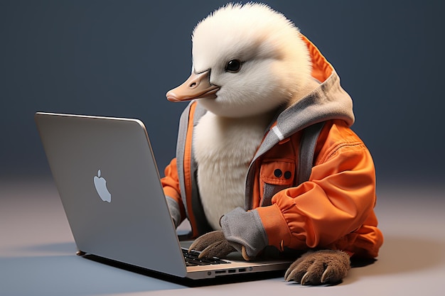 3D Goose Gets to Work on a Laptop