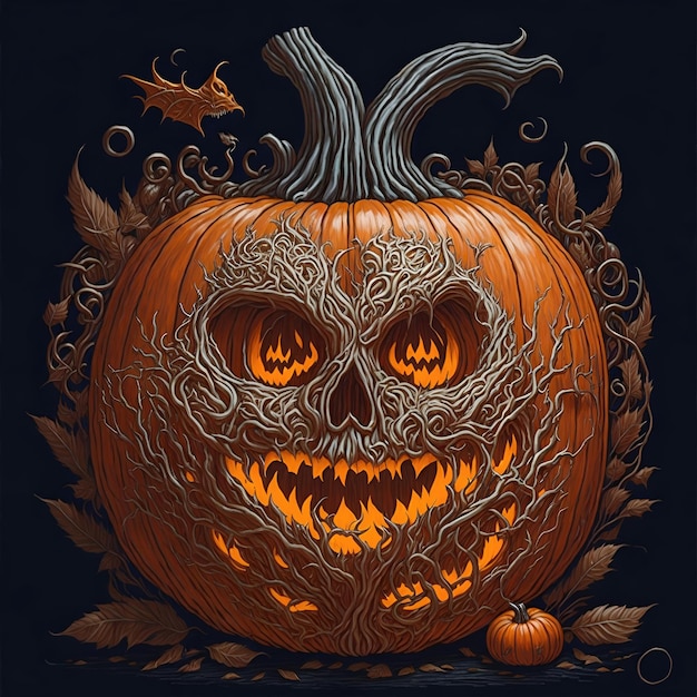 3D gothic Halloween pumpkin jack o lantern