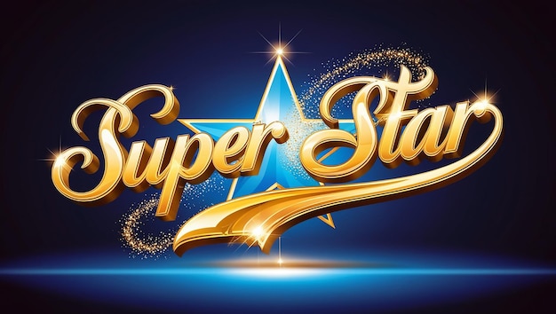 3D Gouden Super Star Vector-teksteffect