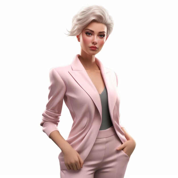 Photo 3d grace fashion softfocused realism in pink suit