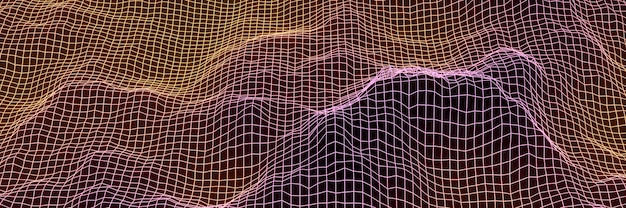 Photo 3d gradient topographic mountain grid wireframe.