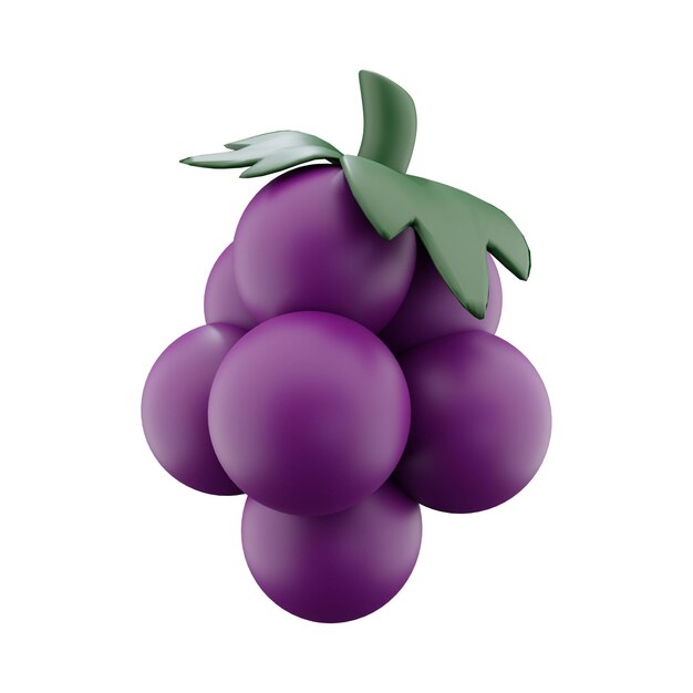 Foto frutta d'uva 3d su sfondo bianco.