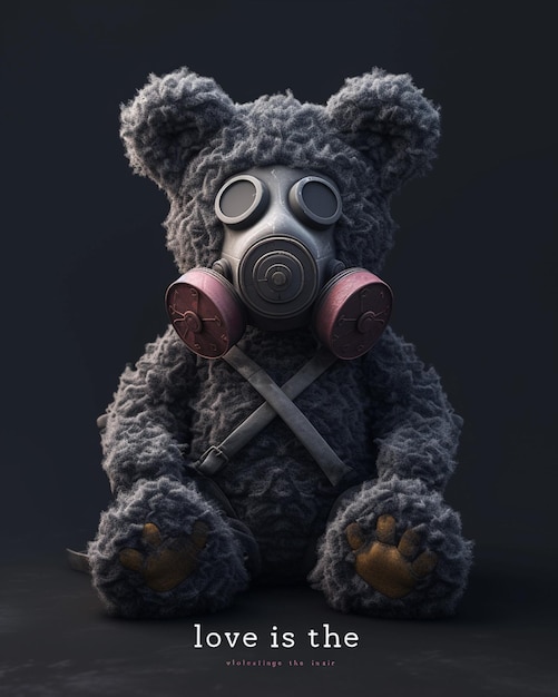3D graphic design the subject is of a full body evil valentines day bear