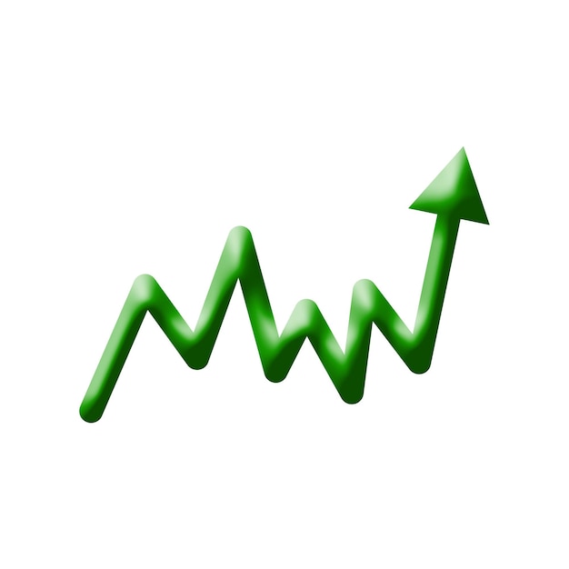 3d green arrow going or moving up business growth trend low to high profit investment concept