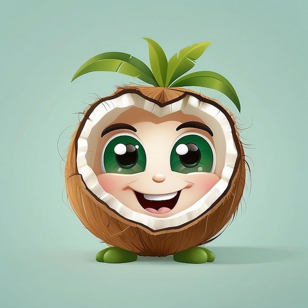 Photo 3d green coconut character