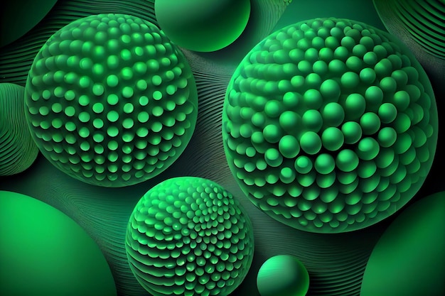 3d green color spheres cluster Abstract background Banner or sign design Generative ai