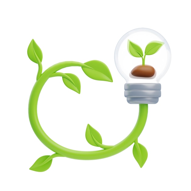 Photo 3d green energy illustration