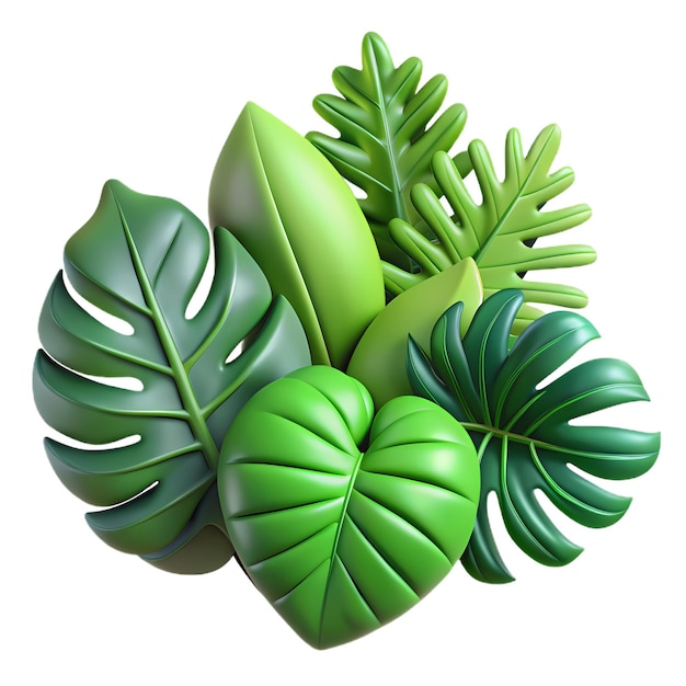 3D 녹색 잎 아이콘 자연에서 영감을 받은 디자인 친환경 앱 요소 식물 디지털 장식